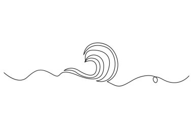 Minimalist sürekli okyanus dalgası basit deniz ana hatlı vektör çizimleri çiziyor