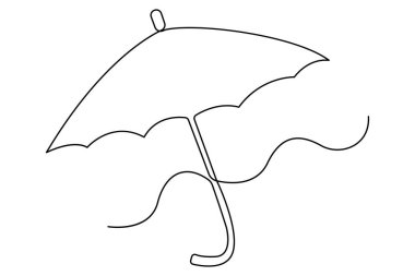 Şemsiye karalama sanatının sürekli bir çizgisi, izole edilmiş vektör illüstrasyonunu çiziyor.