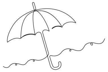 Şemsiye karalama sanatının sürekli bir çizgisi, izole edilmiş vektör illüstrasyonunu çiziyor.