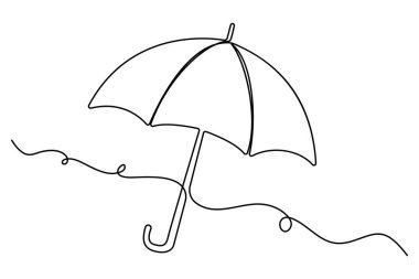 Şemsiye karalama sanatının sürekli bir çizgisi, izole edilmiş vektör illüstrasyonunu çiziyor.