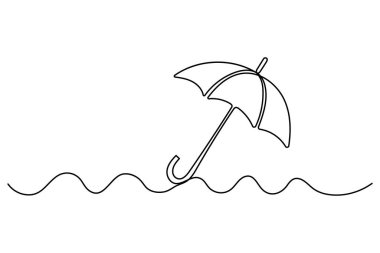 Şemsiye karalama sanatının sürekli bir çizgisi, izole edilmiş vektör illüstrasyonunu çiziyor.