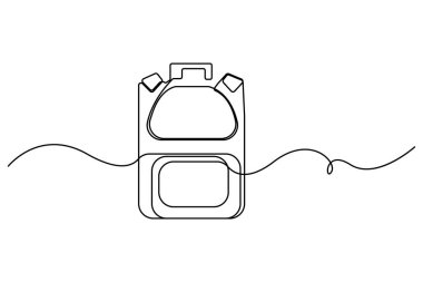 Okul sırt çantasının bir çizgi çizimi basit el çizimi çanta minimum tasarımı