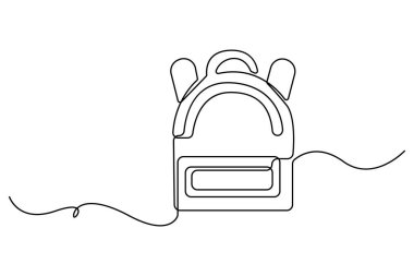 Okul sırt çantasının bir çizgi çizimi basit el çizimi çanta minimum tasarımı