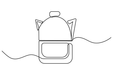 Okul sırt çantasının bir çizgi çizimi basit el çizimi çanta minimum tasarımı