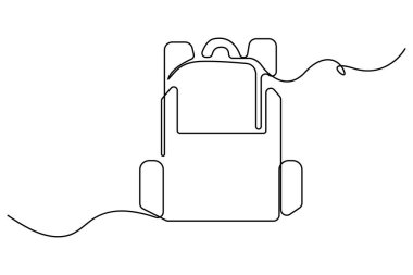 Okul sırt çantasının bir çizgi çizimi basit el çizimi çanta minimum tasarımı