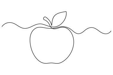 Bir çizgi aralıksız elma meyvesi çizimi vegan çizimi asgari vektör çizimi
