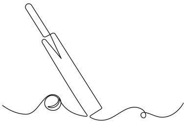 Kriket topunun ve kalenin tek çizgi sanatı profesyonel spor ekipmanlarını engelliyor