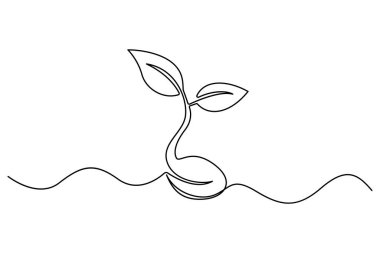 Minimalist el çizimi vektör illüstrasyonunda bitki büyümesinin aşamalarını gösteren düzenlenebilir bir çizgi