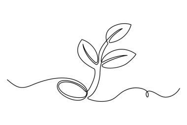 Minimalist el çizimi vektör illüstrasyonunda bitki büyümesinin aşamalarını gösteren düzenlenebilir bir çizgi