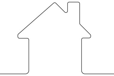 Beyaz arka planda minimalist bir konsept çizerek basit tek çizgi ev çizimi