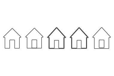 Beyaz arka planda izole edilmiş minimal tarzda sürekli bir çizgi ev kavramı