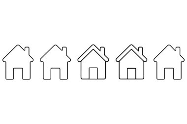 Beyaz arka planda izole edilmiş minimal tarzda sürekli bir çizgi ev kavramı