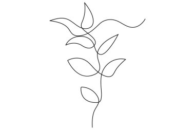 Botanik yapraklar, organik ve doğal konsept için sürekli bir çizgi vektör illüstrasyonudur.