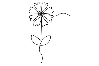 Botanik yapraklar, organik ve doğal konsept için sürekli bir çizgi vektör illüstrasyonudur.