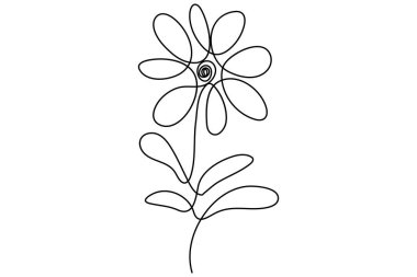 Botanik yapraklar, organik ve doğal konsept için sürekli bir çizgi vektör illüstrasyonudur.