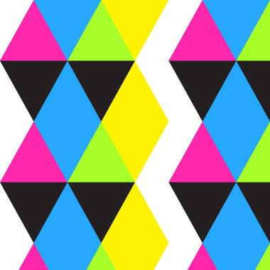 Geometrik desen üçgen ve elmasların tekrarlı düzenini içerir. 