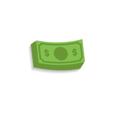 Dolar tabelasının grafiği, 2 dolarlık banknot ikonu, dolar sembolü, stilize edilmiş dolar destelerini tasvir eden yeşil illüstrasyon. 