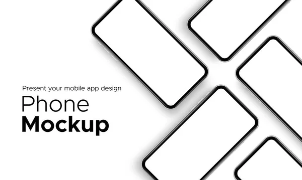 Mobile App Design Telefone Mockup Vitrine Com Espaço Para Texto — Vetor de Stock