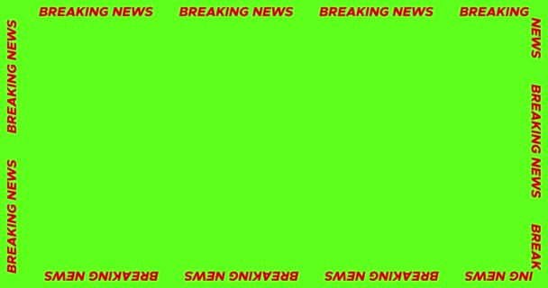 Breaking News Rörlig Textram Grön Skärm — Stockvideo