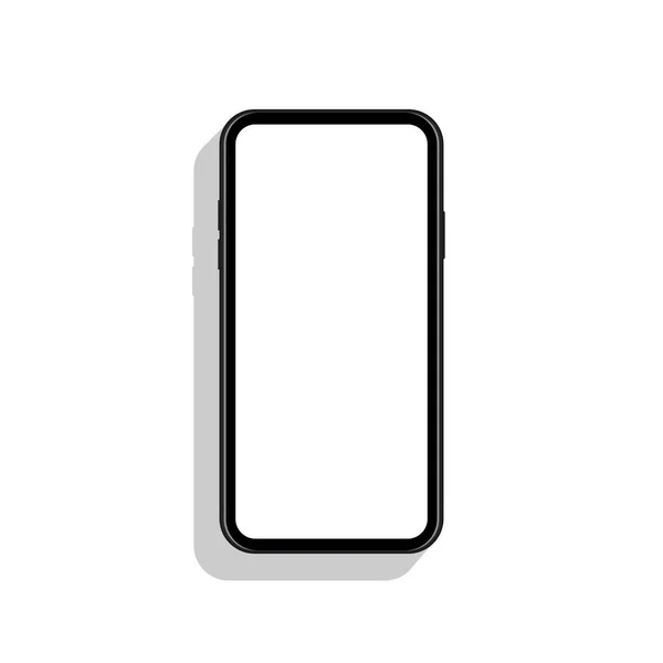 Smartphone Moderne Design Plat Avec Écran Blanc Isolé Sur Fond — Image vectorielle