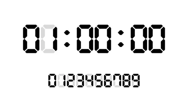 Countdown Timer Mit Digitalen Ziffern Auf Weißem Hintergrund Vektorillustration — Stockvektor