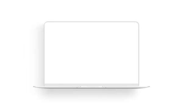 Laptop Computer Clay Mockup Shadow Isolated White Background Vector Illustration — Stock Vector