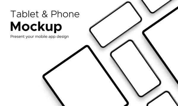 Mobile App Design Tablet Dator Och Smartphone Mockup Med Utrymme — Stock vektor