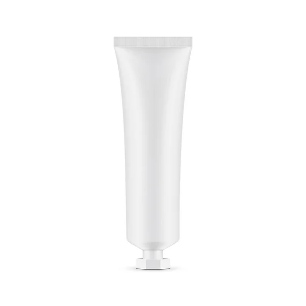 Plastic Cosmetic Tube Mockup Screw Cap Front View Isolated White — стоковый вектор