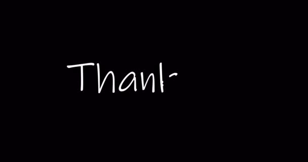 Dank Handgeschreven Animated Inscriptie Hand Getekend Lettering Zwart Wit Achtergrond — Stockvideo