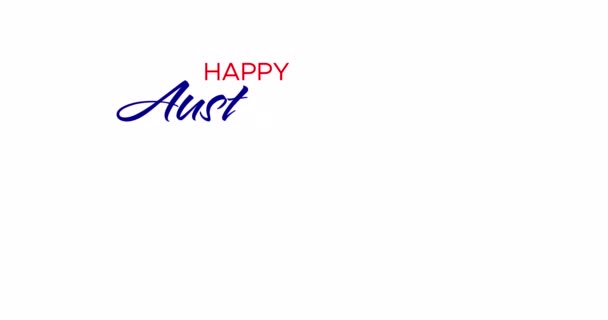 Happy Australia Day Handwritten Animated Text Appearing Map National Australian — Αρχείο Βίντεο