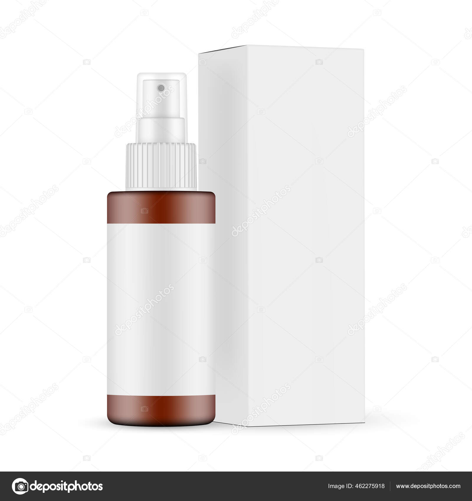 Download Plastic Frosted Amber Spray Bottle Mockup Blank Label Cardboard Box Vector Image By C Evgeniyzimin Vector Stock 462275918