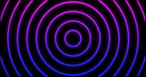 Kleurrijke Circle Radio Waves Animatie Zwarte Achtergrond — Stockvideo