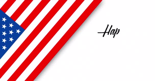 Happy 4Th July Independence Day Handwritten Animated Text Usa National — Stock video