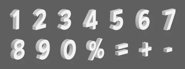 White Numbers Signs Percent Equality Isolated White Background Векторний Приклад — стоковий вектор