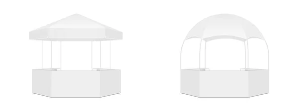 Barracas Forma Cúpula Hexagonal Isoladas Fundo Branco Vista Frontal Ilustração — Vetor de Stock