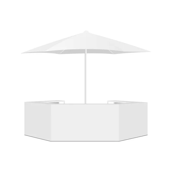 Buiten Counter Bar Parasol Geïsoleerd Witte Achtergrond Vooraanzicht Vector Illustratie — Stockvector