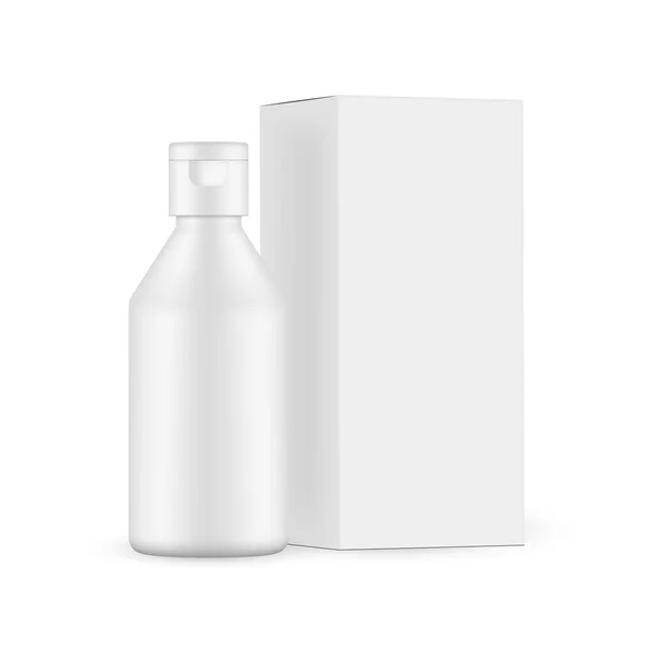 Cosmetic Bottle Flip Top Cap Soap Antiseptic Paper Box Side - Stok Vektor