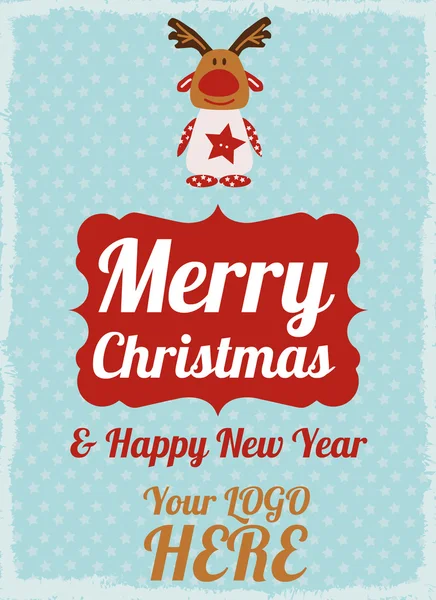 Happy New Year en Merry Christmas briefkaart. — Stockvector