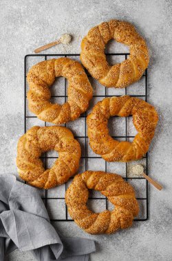 Susam Tohumlu Geleneksel Türk Simit İkonik Ulusal Ekmeği