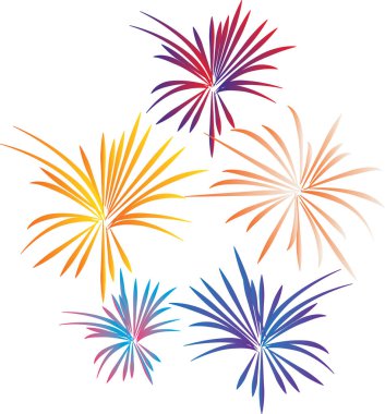 Renkli havai fişeklerin bir çizimi.