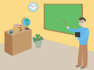 Meslek olarak ya da iş olarak sınıfta öğretmenlik yapan birinin çizimi.. 