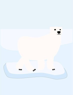 Buzdağının üzerindeki bir kutup ayısının ya da parçalanmış bir buz parçasının çizimi.. 