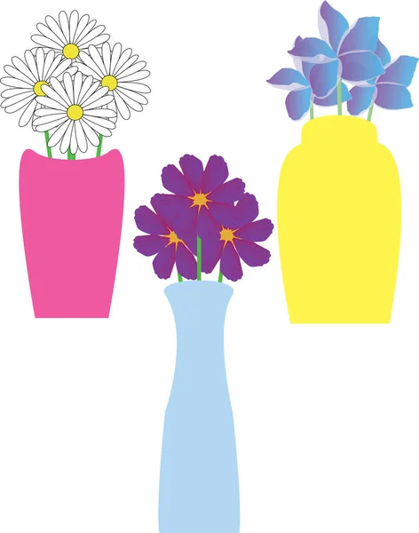 Çiçek vazolarının bir çizimi.