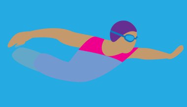 Yüzme havuzunda yüzen birinin vektör sanatı.. 