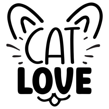 Cute cat face design with 'cat love' text for pet enthusiasts and gifts