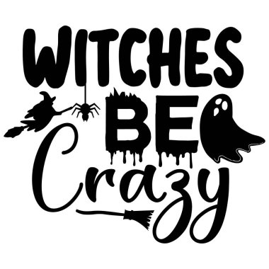 Cadılar Bayramı ruhunu 'Cadıların Çılgın Olması' tasarımıyla kucaklayın. Süpürgedeki bir cadı, bir hayalet ve bir örümcekten oluşan oyuncu unsurlar mevsimlik dekorasyon ve el sanatları için mükemmel..