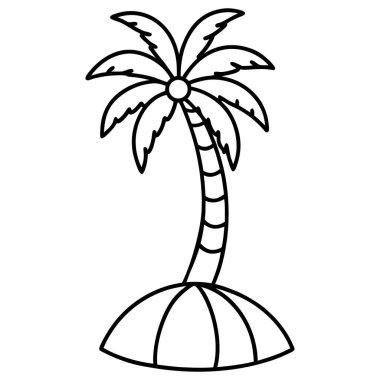 Yaz tatili tasarımları için basit bir tropikal palmiye ağacı çizimi