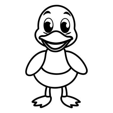 Renklendirme ve tasarım projeleri için sevimli ördek karakteri taslağı