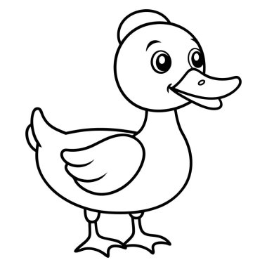 Renklendirme ve öğrenme için şirin ördek çizimi