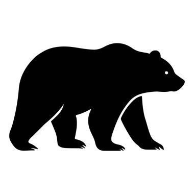 Siyah ayı silueti beyaz arka planda izole bir şekilde yürüyor